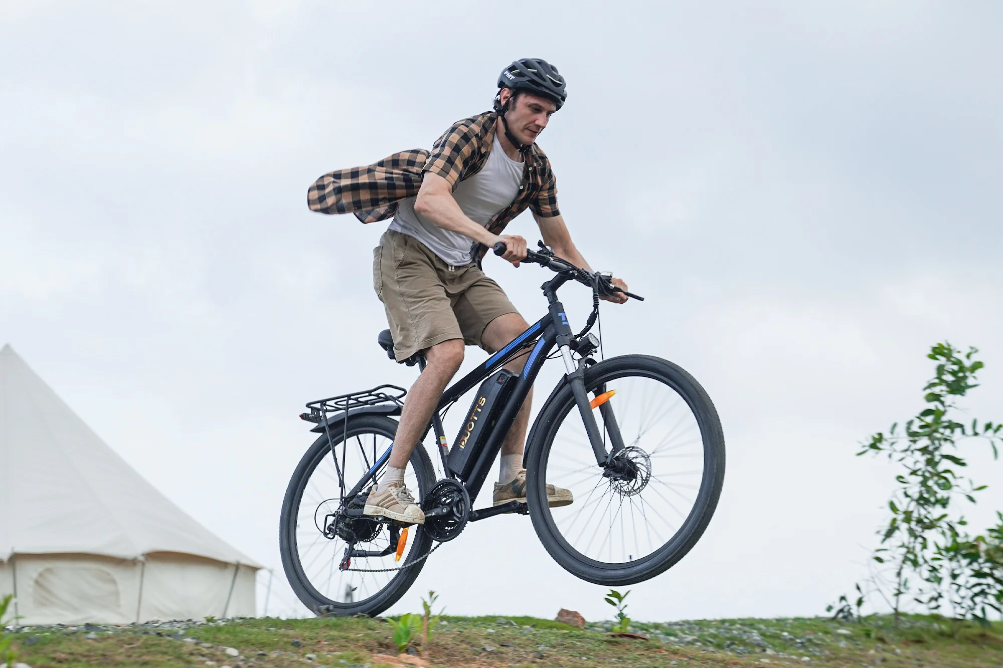 Person commuting by electric bike